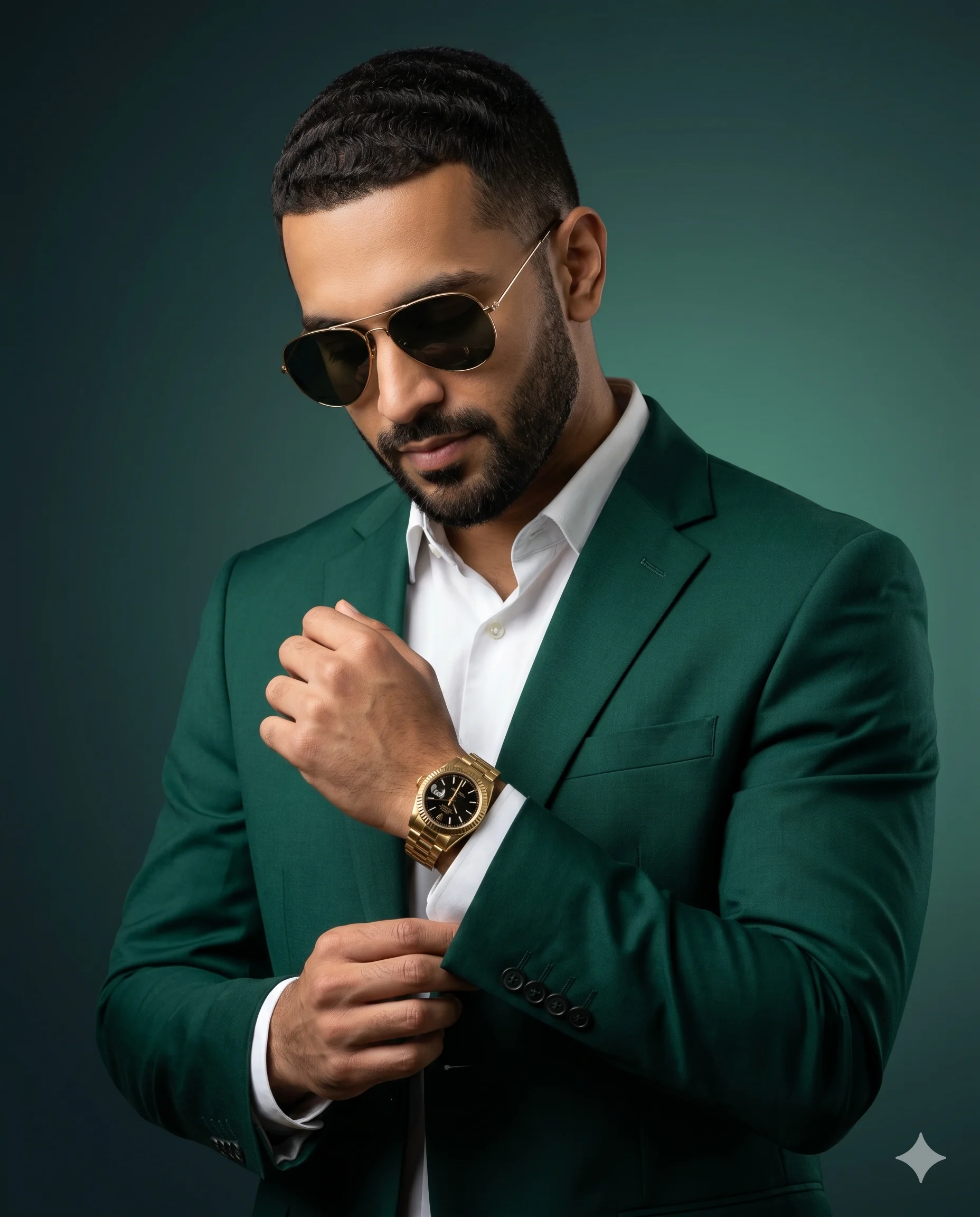 Premium Emerald Green Suit Portrait